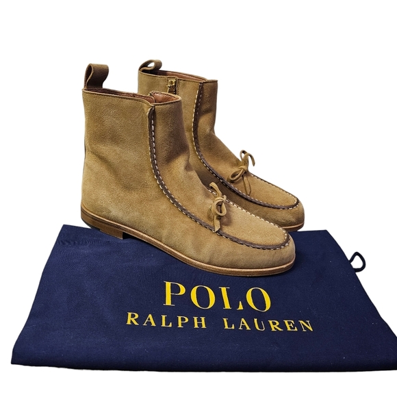 Polo Ralph‎ Lauren Delaney Tan Suede Ankle Boots Women's Size US 8B - Picture 1 of 12